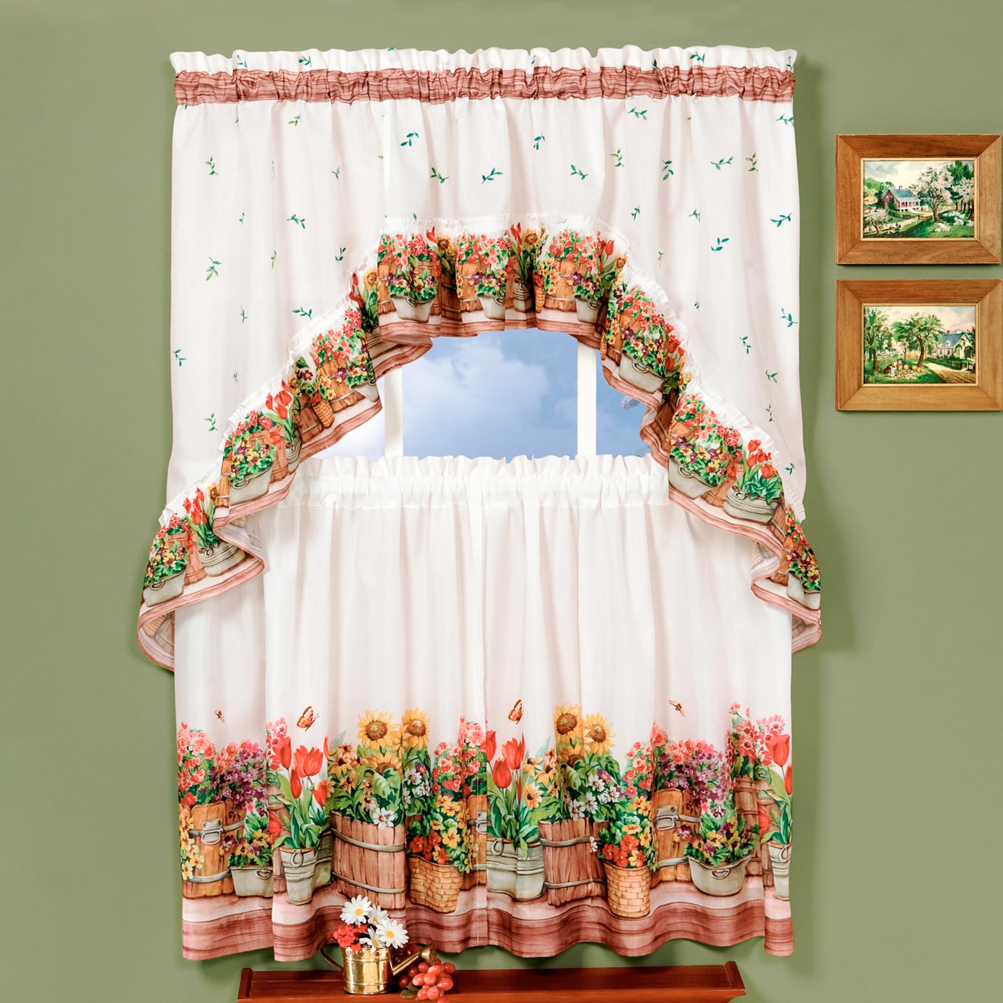 Amazon｜Achim Home Furnishings カントリー調ガーデン スワッグ